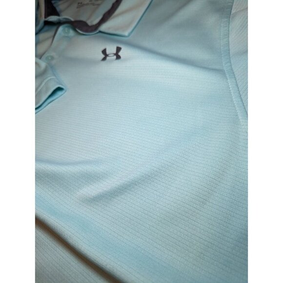 Under Armour Sky Blue Mens Polo Short Sleeve Shirt Size 2XL Loose Fit Heatgear - Picture 11 of 14